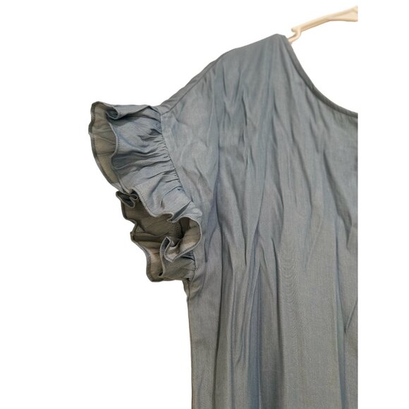 Mulla Fringe Tunic Dress Womens Large Blue Tassel Scoopback Tiered Hem Bohemian - Picture 12 of 14